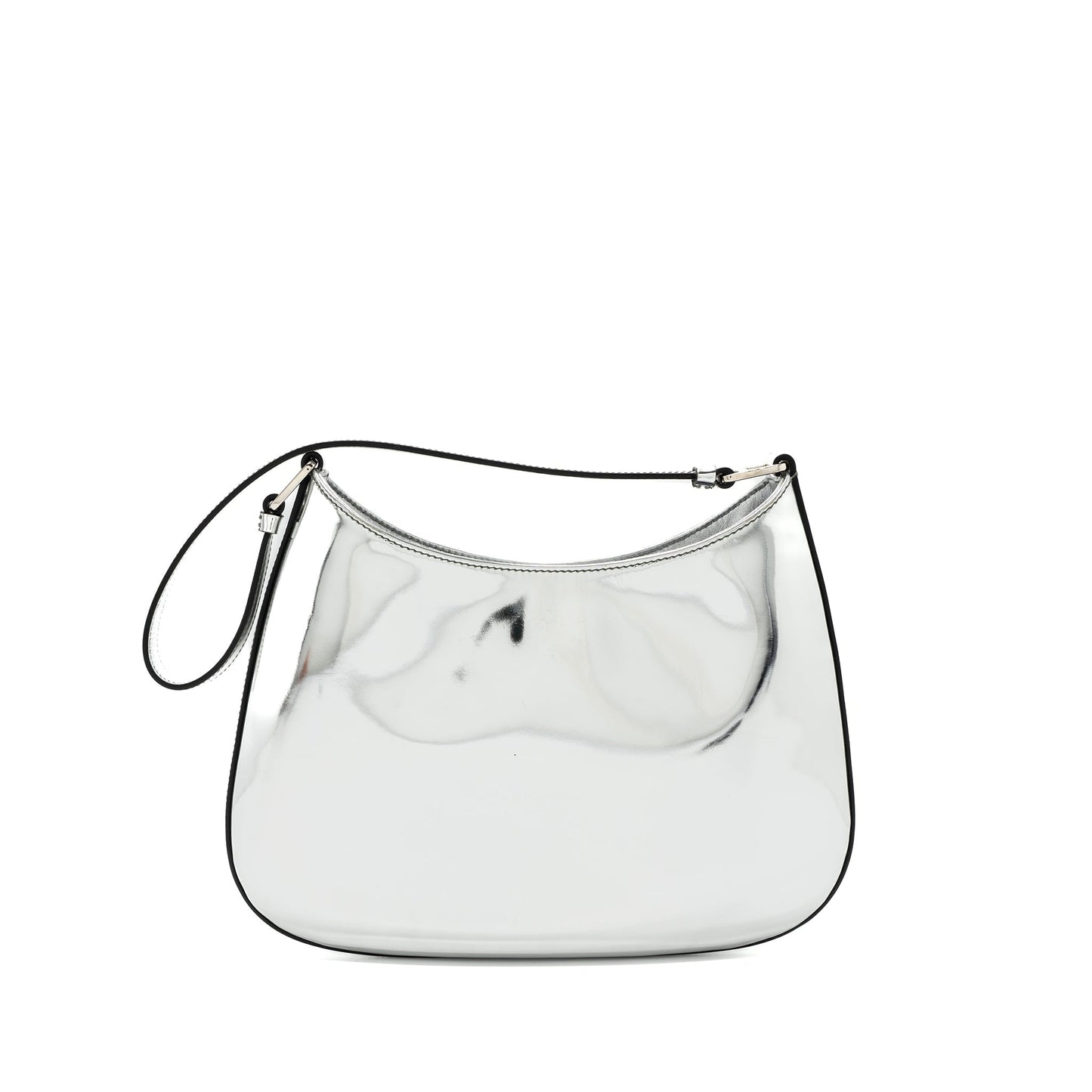 Prada Borsa A Spalla Cleo Pelle Spazzolato Leather Argento