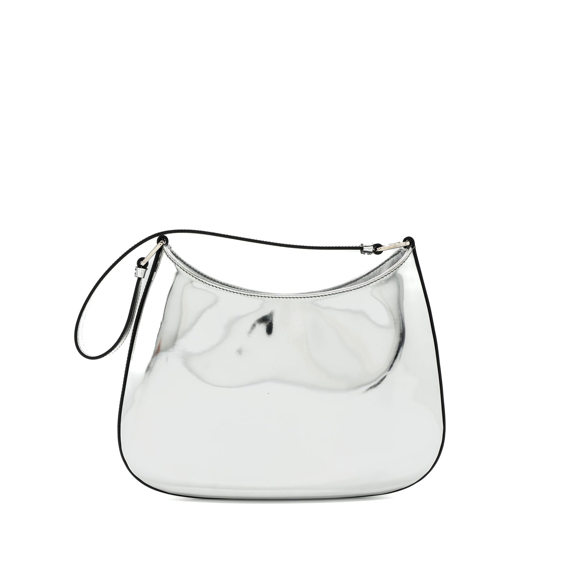 Prada Borsa A Spalla Cleo Pelle Spazzolato Leather Argento