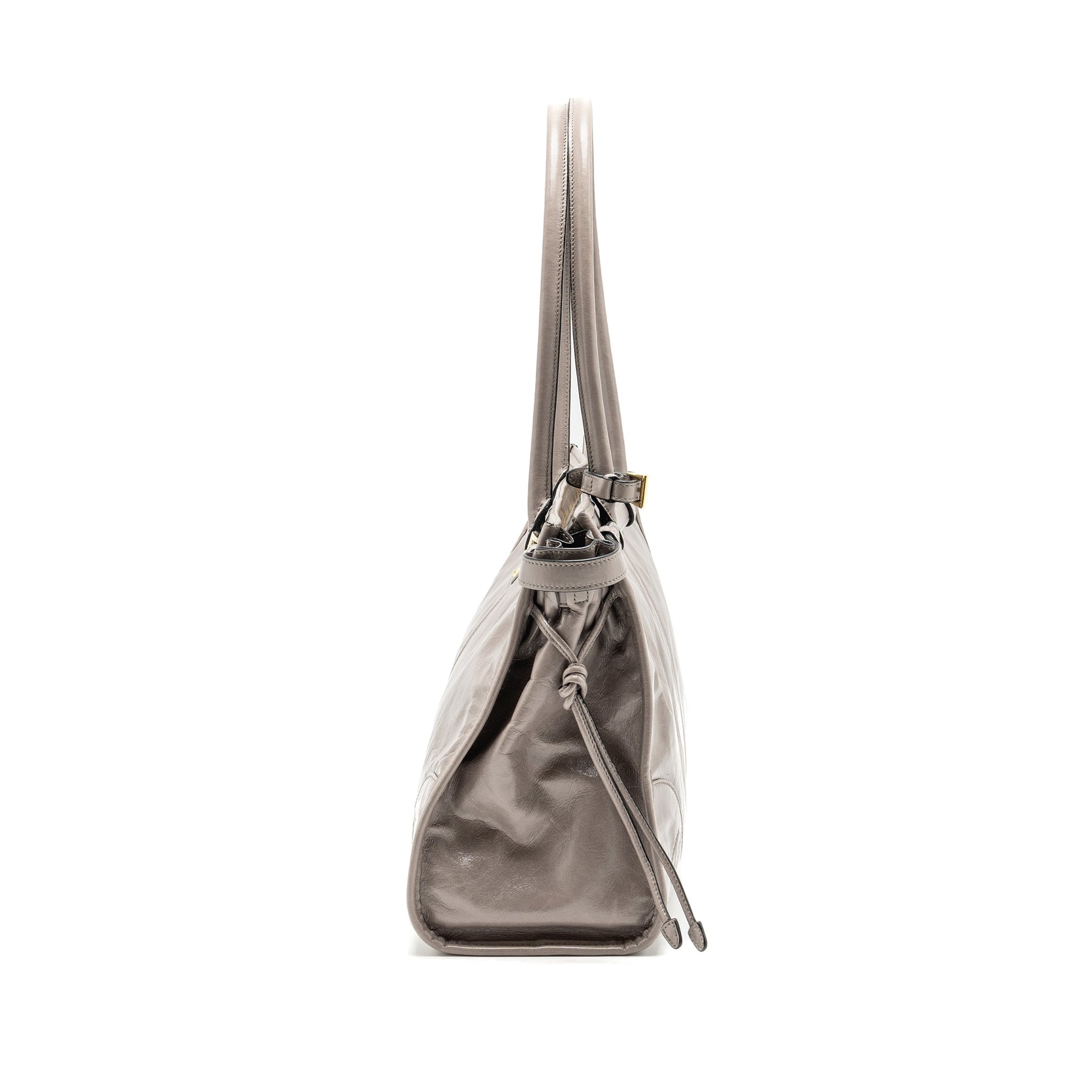 Prada Bonnie Large Handbag Calfskin Grey