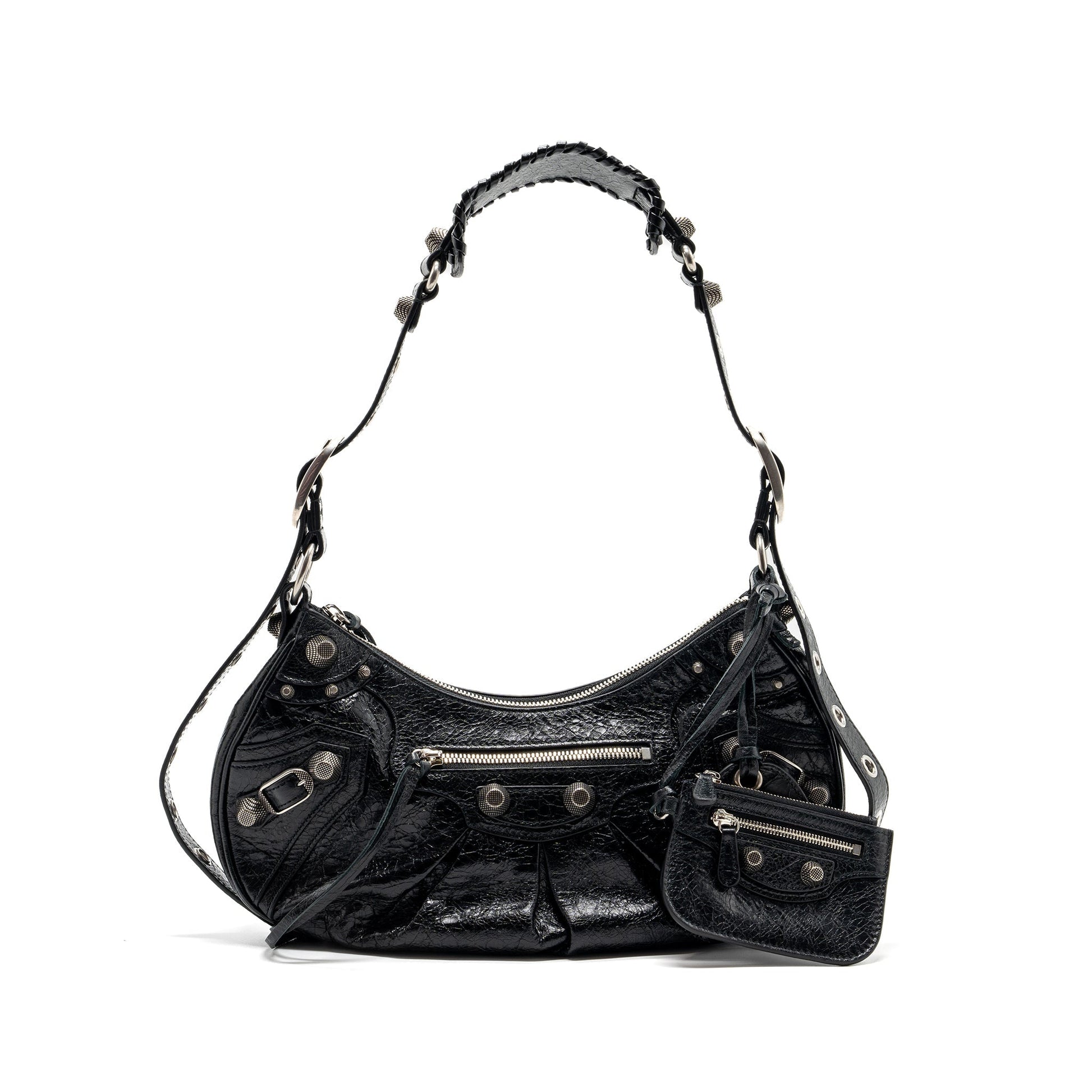 Balenciaga Le Cargole Small Shoulder Bag Lambskin Black SHW