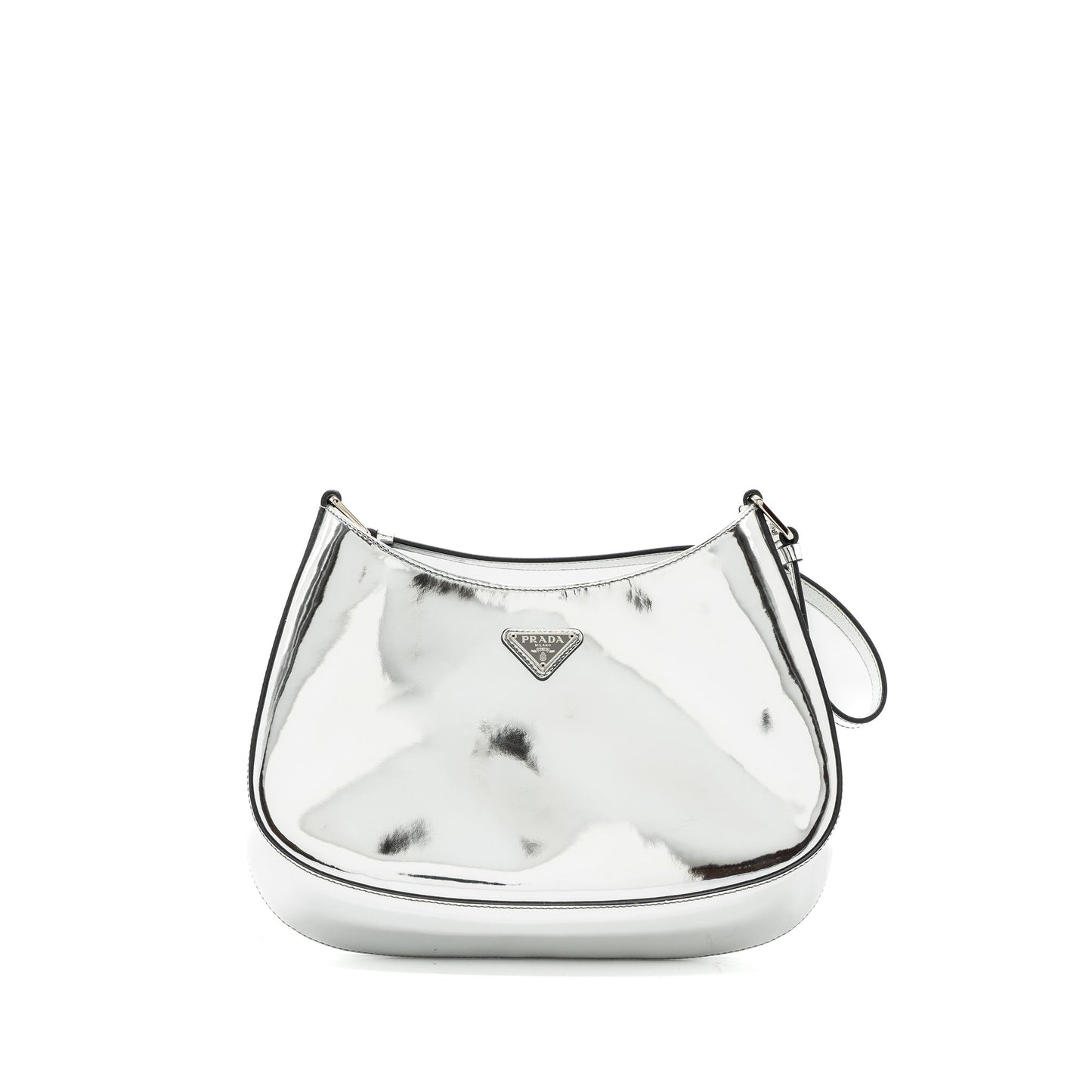 Prada Borsa A Spalla Cleo Pelle Spazzolato Leather Argento