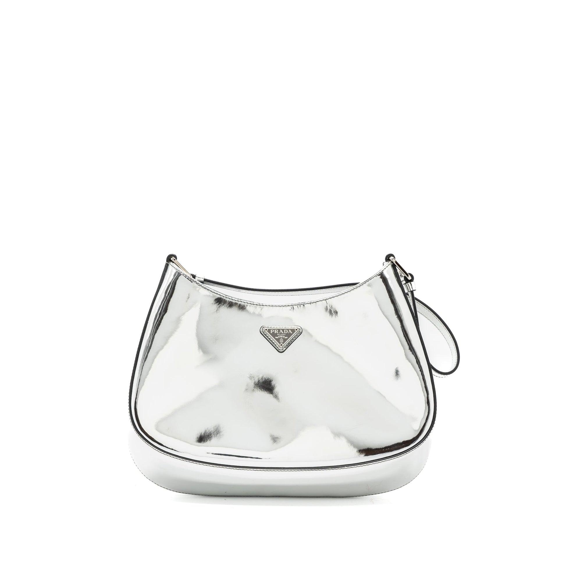Prada Borsa A Spalla Cleo Pelle Spazzolato Leather Argento
