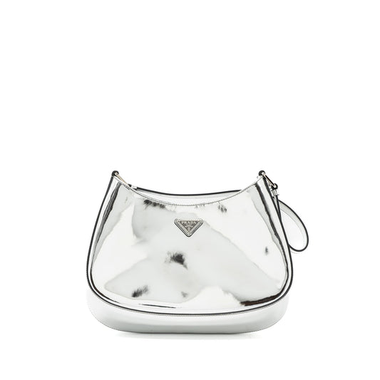 Prada Borsa A Spalla Cleo Pelle Spazzolato Leather Argento