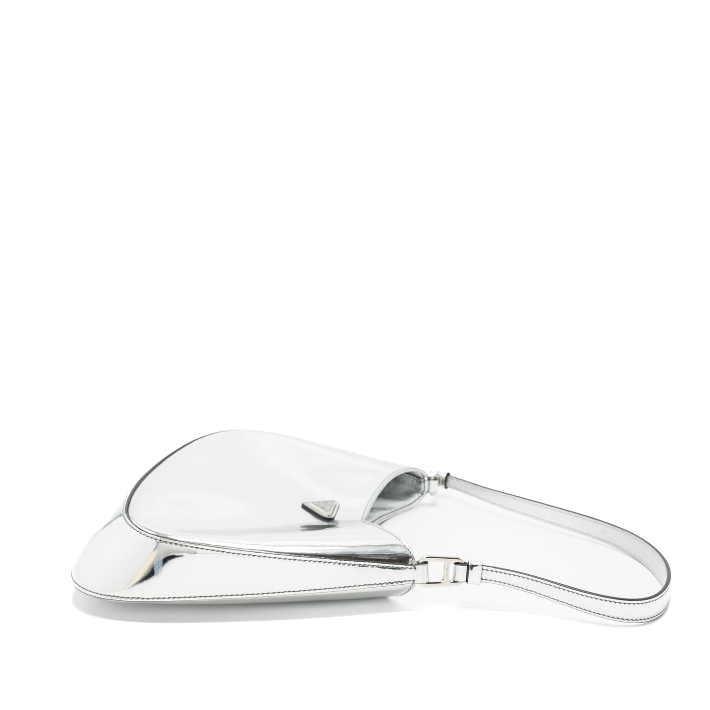 Prada Borsa A Spalla Cleo Pelle Spazzolato Leather Argento