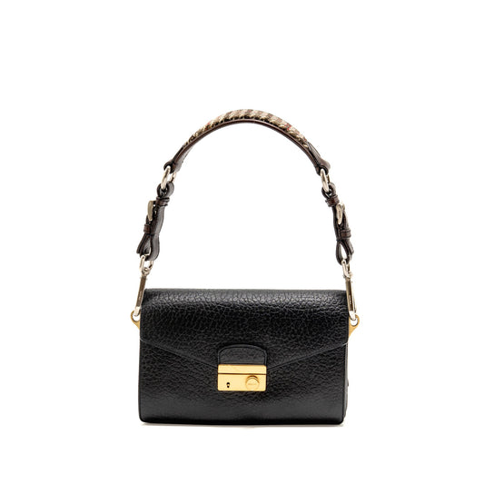 Prada Berlino Sound Purse Tweed/Calfskin Black/Brown/Green Multicolour Hardware