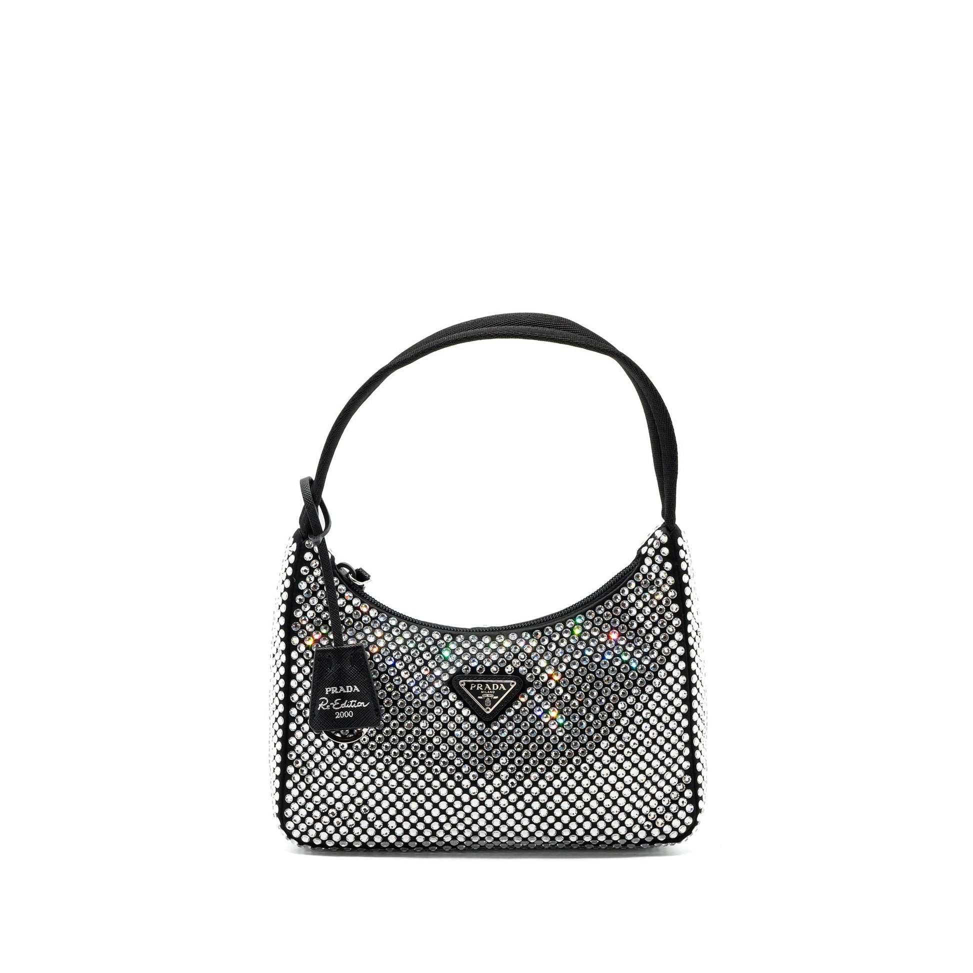 Prada reedition 2000 mini Purse satin with crystal black