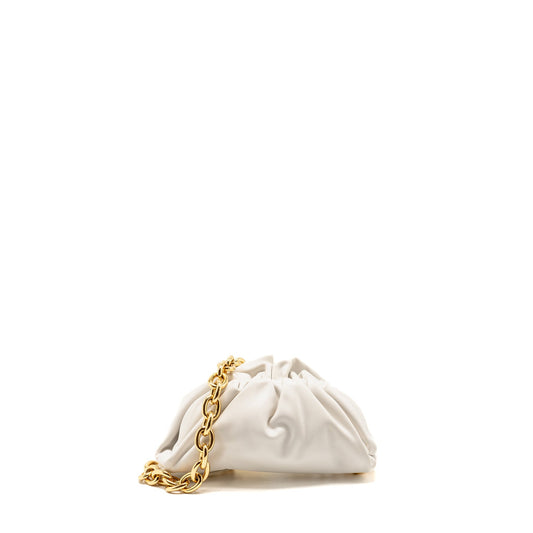 Bottega Veneta The Belt Chain Pouch Purse Calfskin White