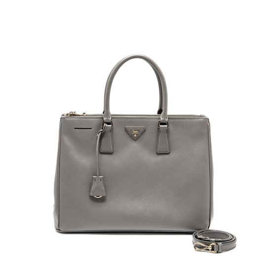 Prada Galleria Saffiano Tote Purse Calfskin Grey
