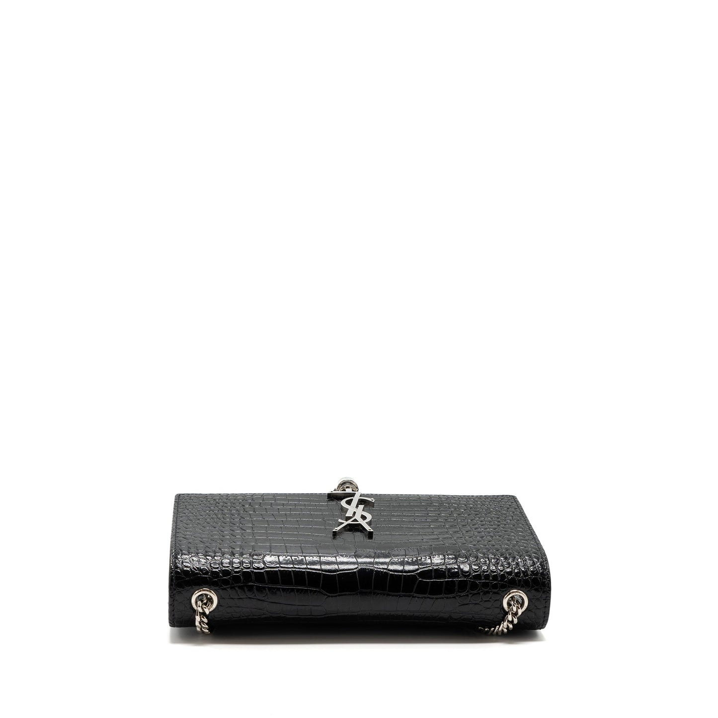 Saint Laurent/ Kate Tassel Crocodile-Embossed calfskin Black
