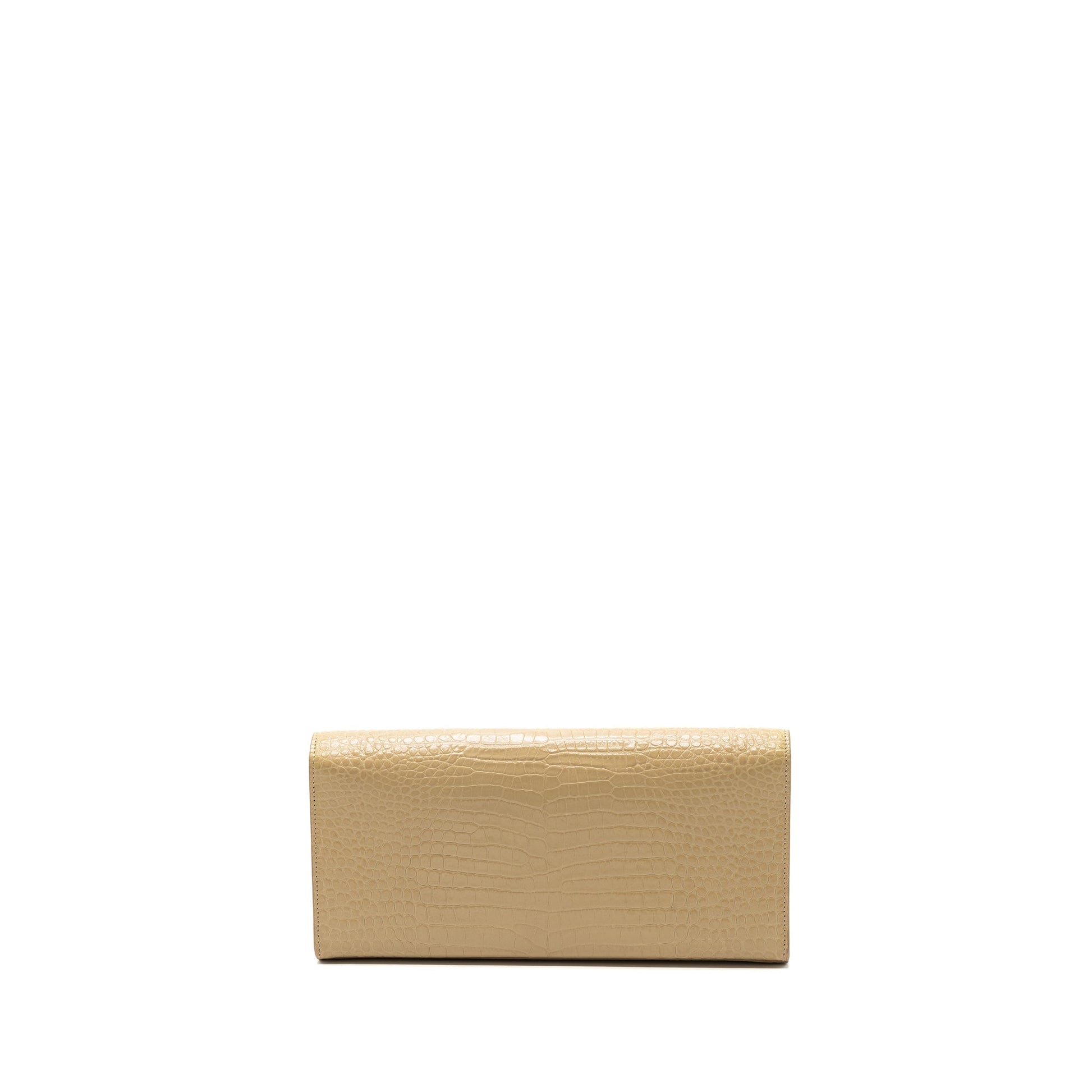 Saint Laurent Kate Clutch Crocodile-Embossed Leather Beige