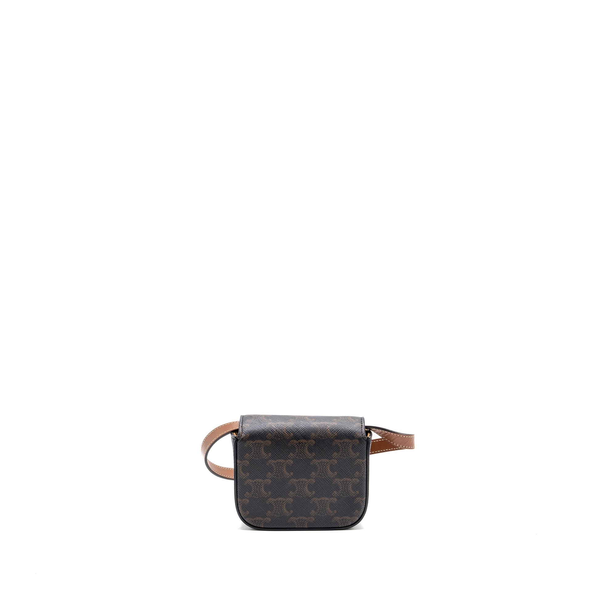 Celine Mini Claude Triomphe Canvas/ Calfskin Tan GHW