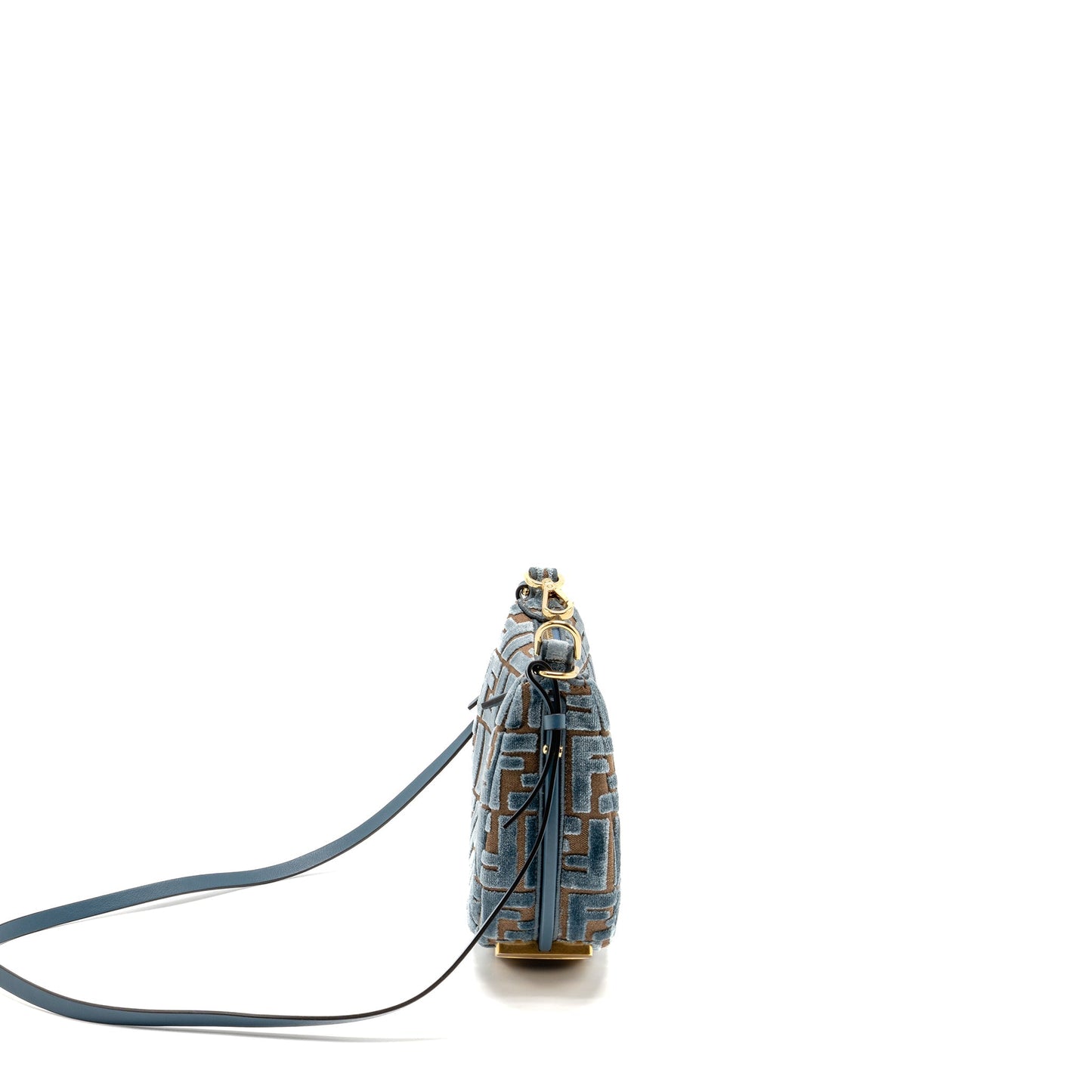 Fendi Fendigraphy Mini Purse Jacquard Velvet Light Blue/Brown