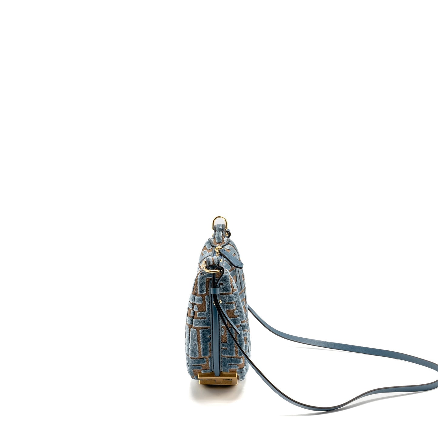 Fendi Fendigraphy Mini Purse Jacquard Velvet Light Blue/Brown