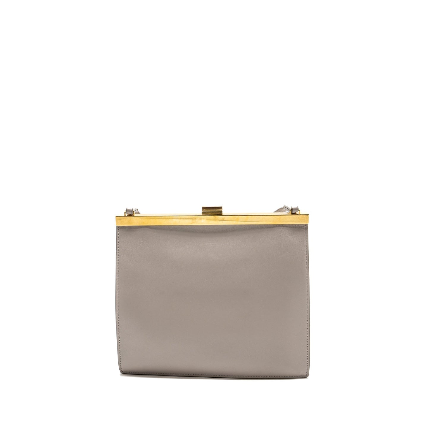 Celine mini clasp shoulder bag light grey leather GHW