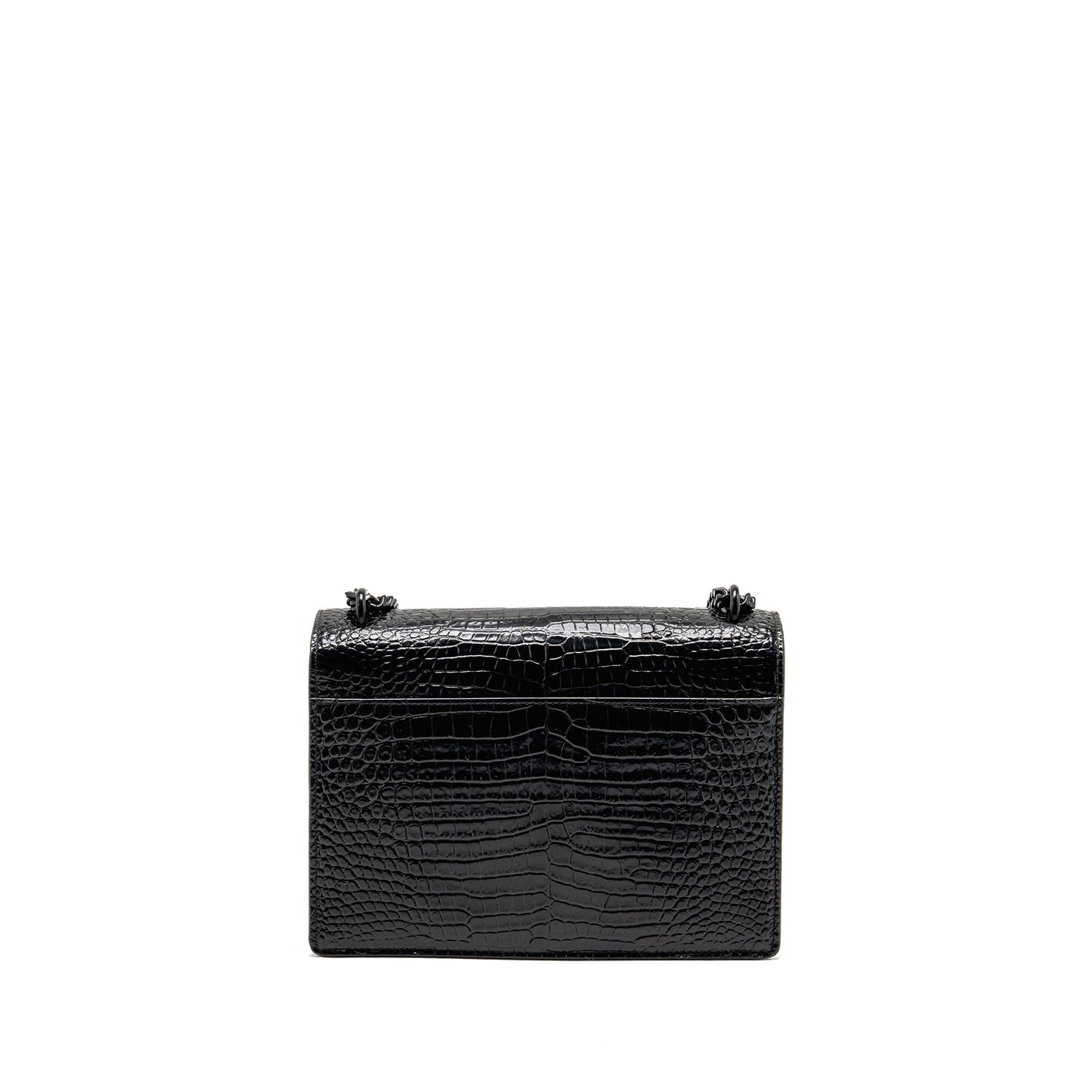 Saint Laurent/ Sunset Medium Crocodile-Embossed Calfskin Black