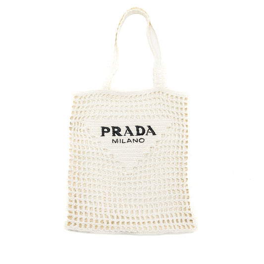 Prada crochet tote Purse raffia white