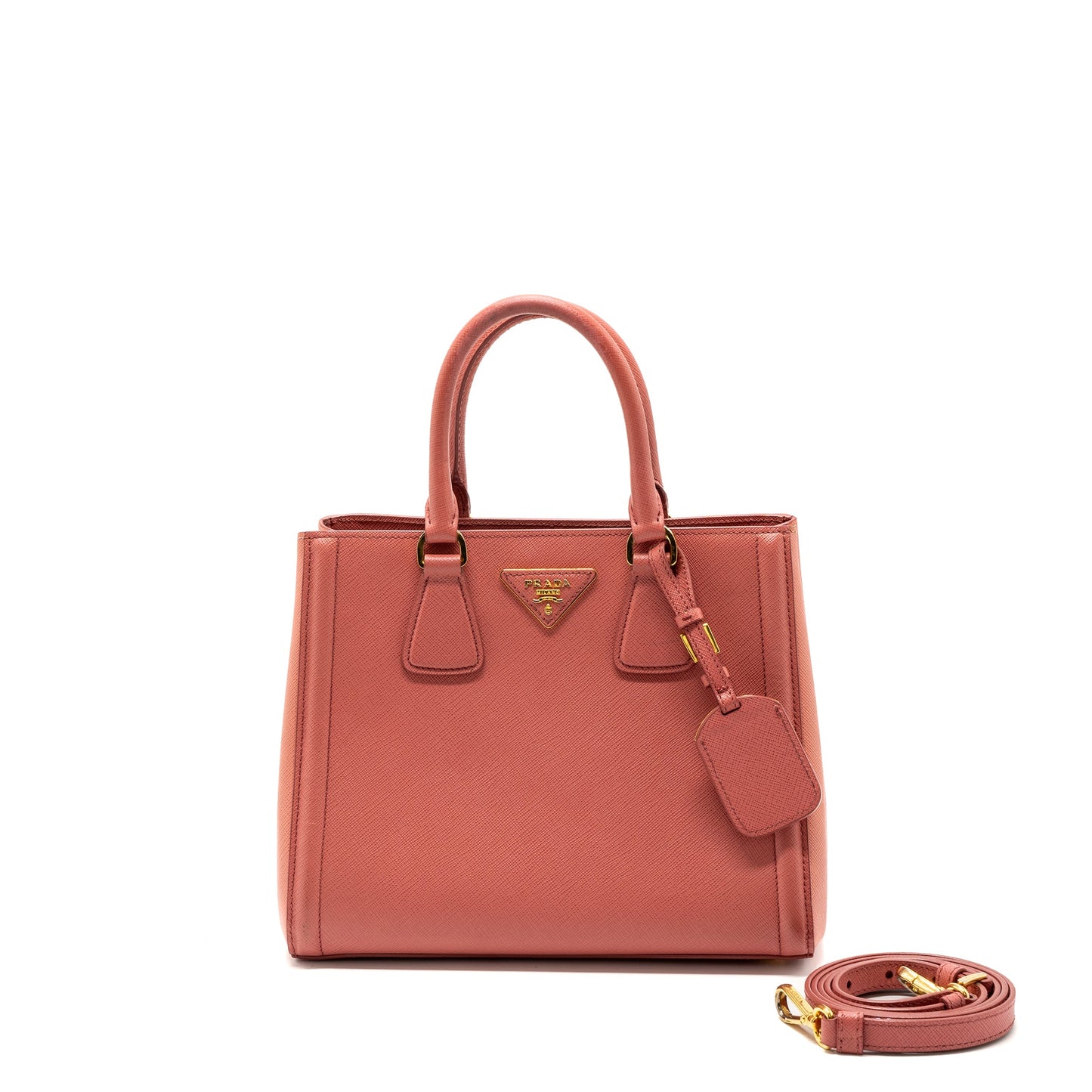 Prada top handle small tote Purse saffiano calfskin pink