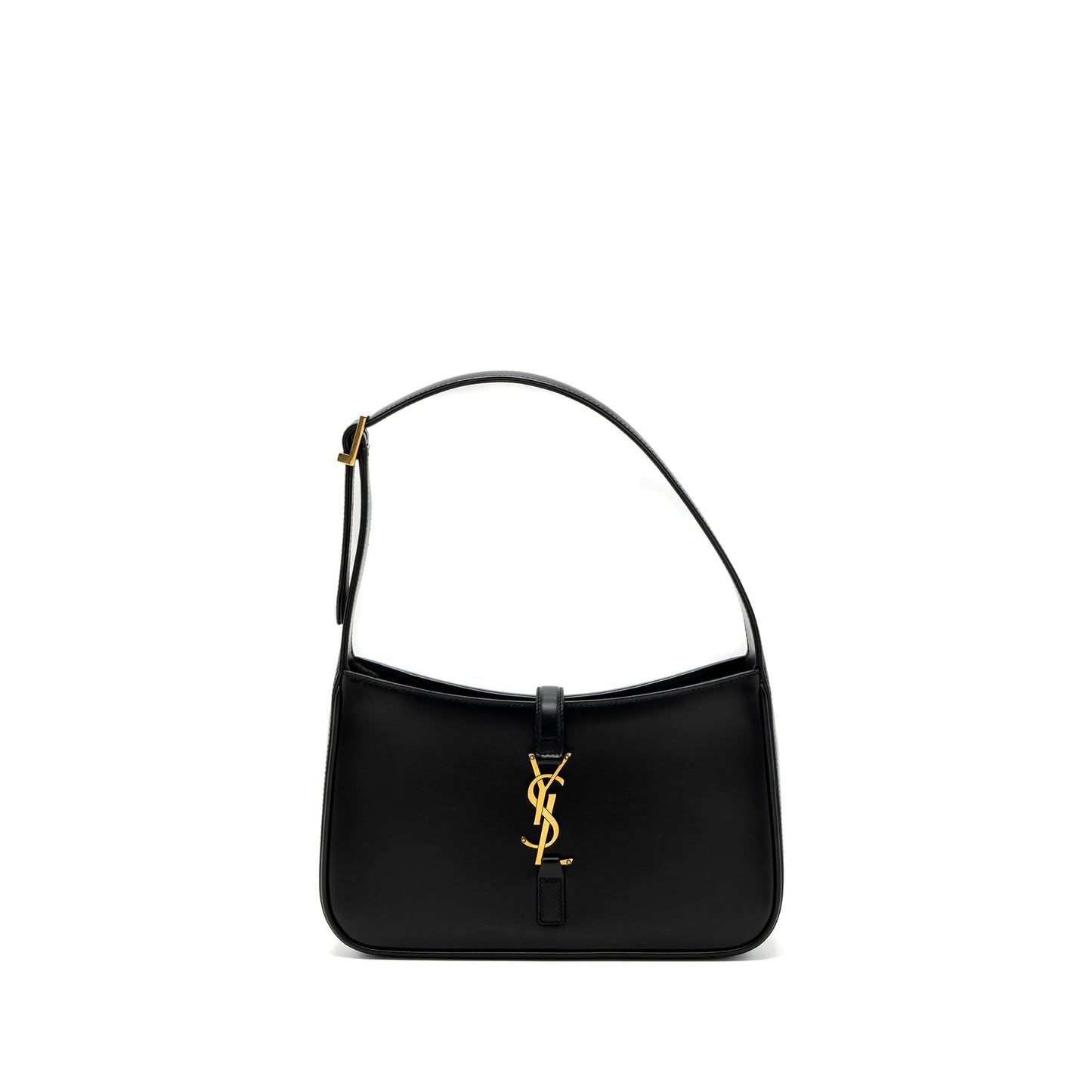 Saint Laurent/ Le 5 A 7 Hobo Purse Smooth Calfskin Black