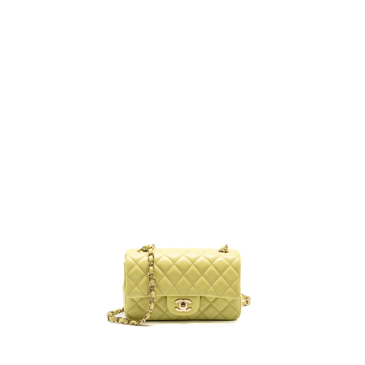 Chanel Mini Rectangular Flap Bag Lambskin Pistachio L (Microchip)