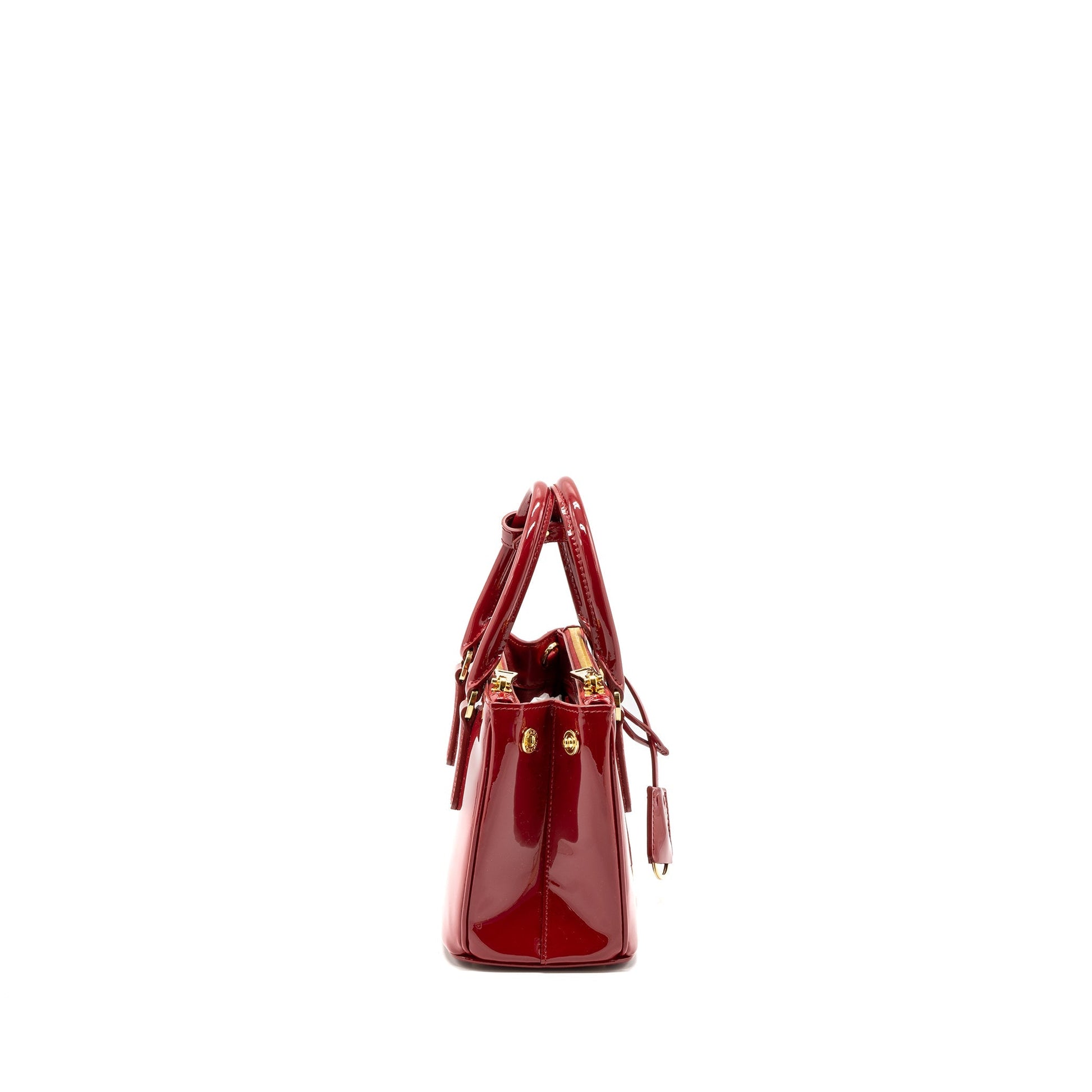 Prada Small Galleria Purse Patent Cherry