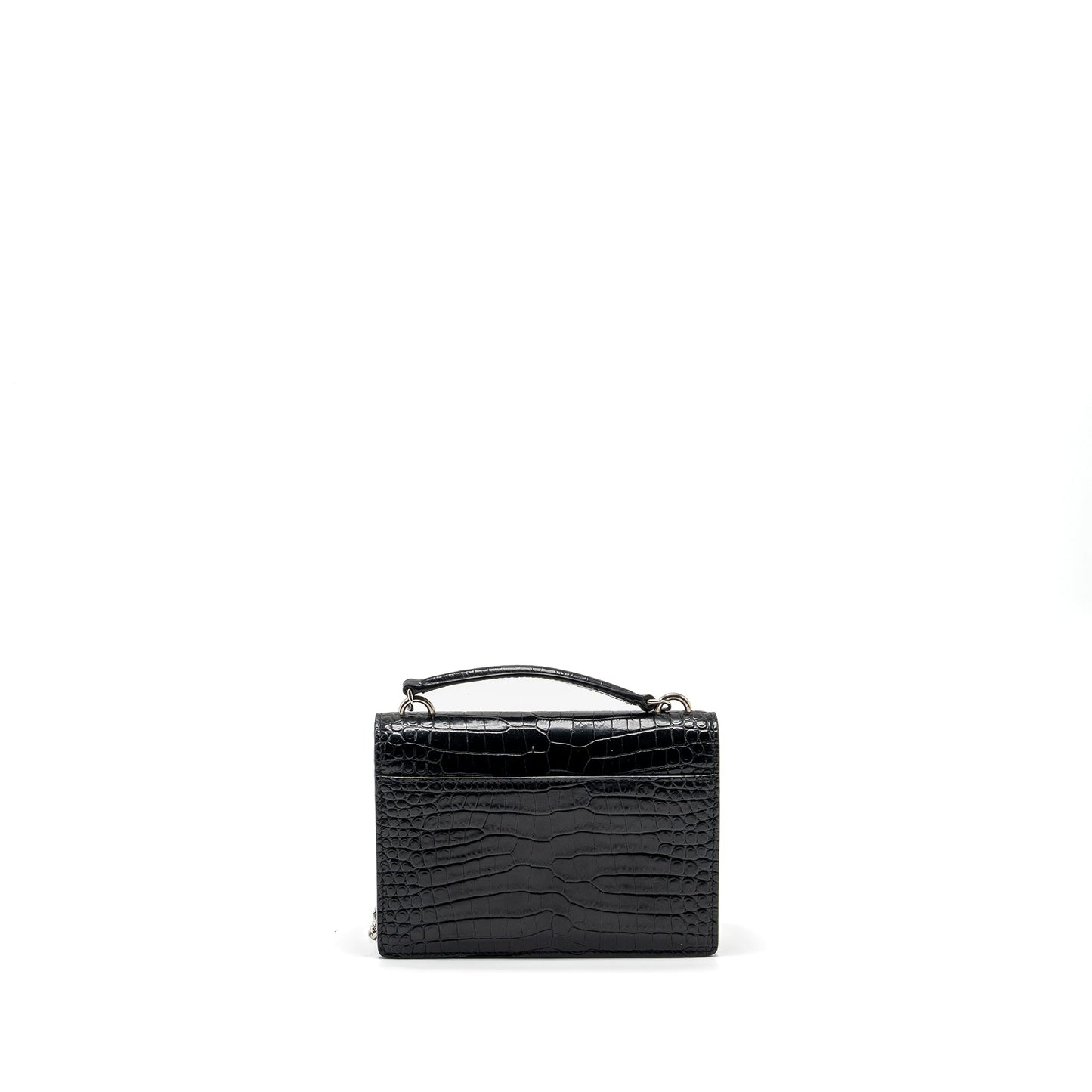 Saint Laurent/ Sunset Purse Crocodile-Embossed Calfskin Black