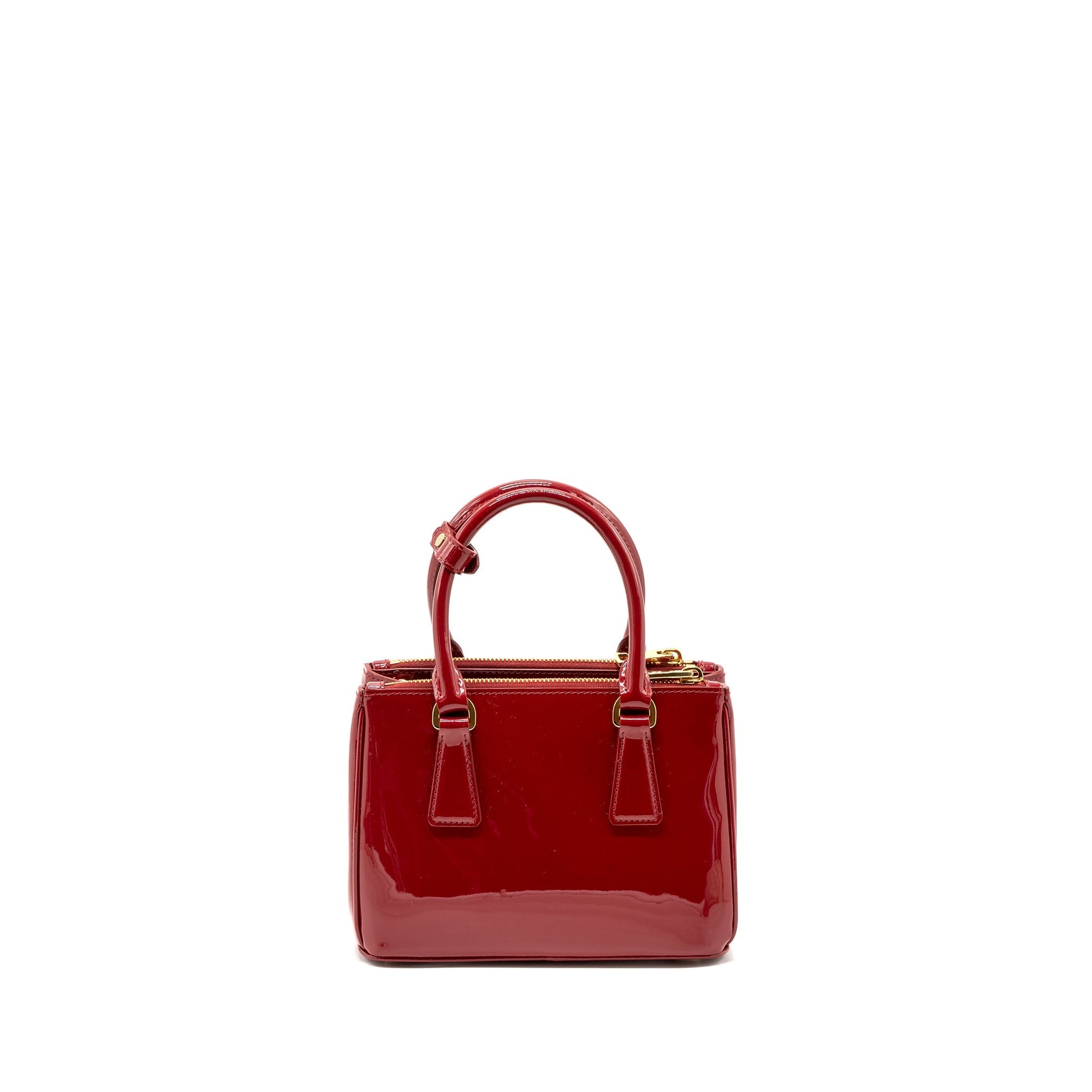 Prada Small Galleria Purse Patent Cherry