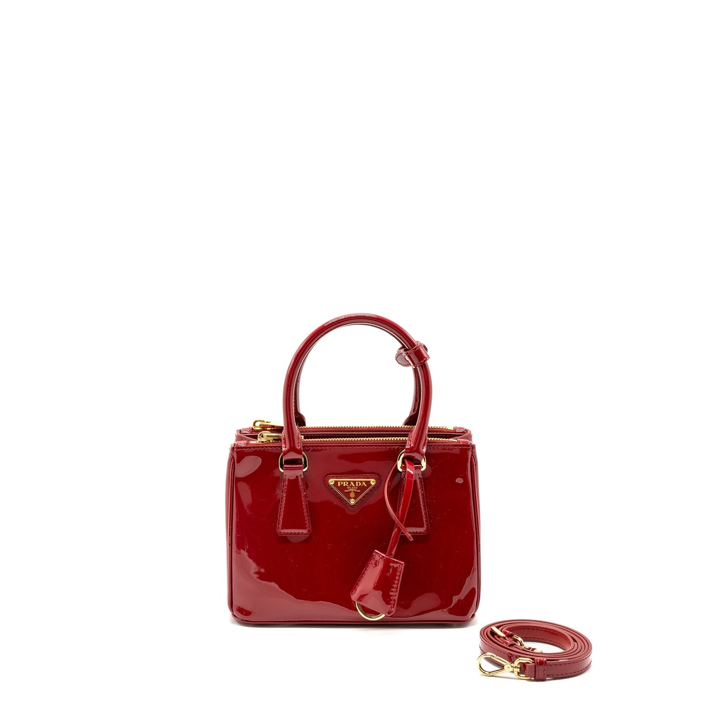Prada Small Galleria Purse Patent Cherry