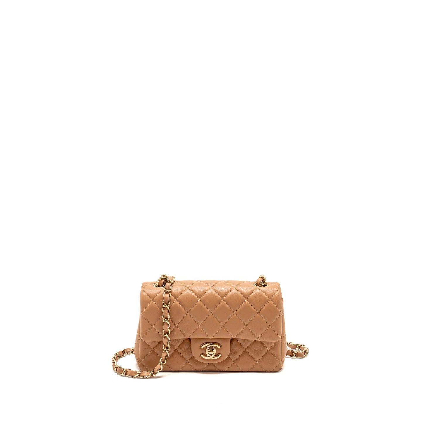 Chanel Mini Rectangular Flap Bag Lambskin Beige L (Microchip)