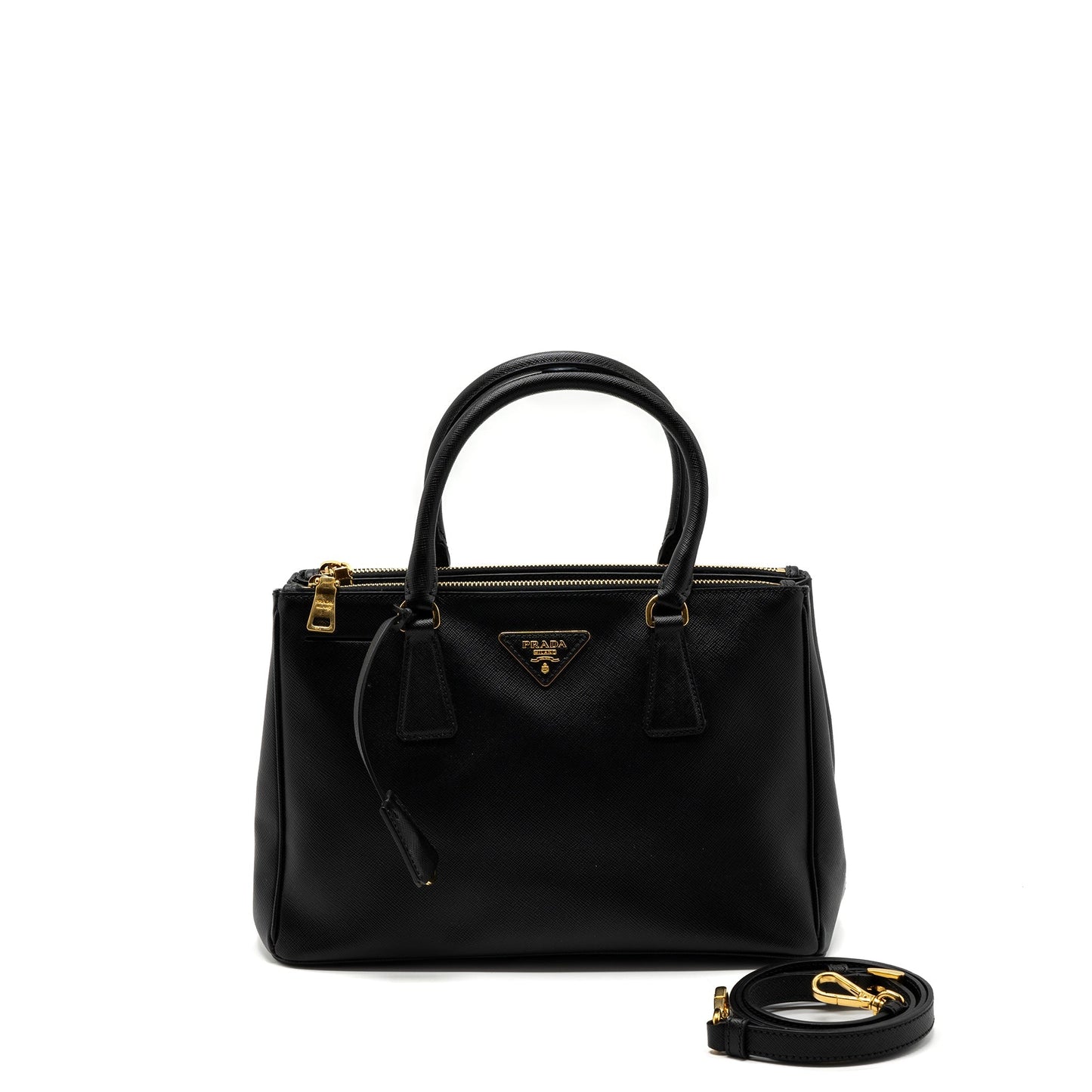 Prada double zip tote Purse saffiano calfskin black