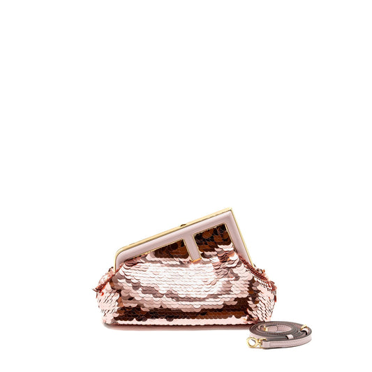 Fendi Small Fendi First Clutch Purse Sequin Pink/Multicolour