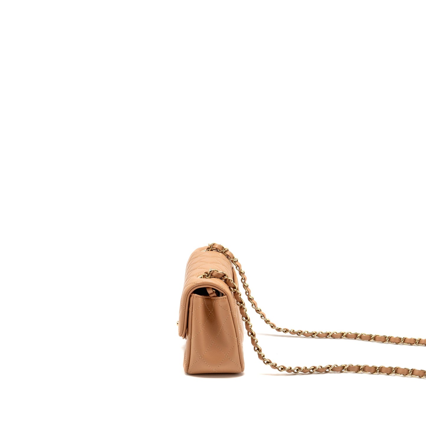 Chanel Mini Rectangular Flap Bag Lambskin Beige L (Microchip)