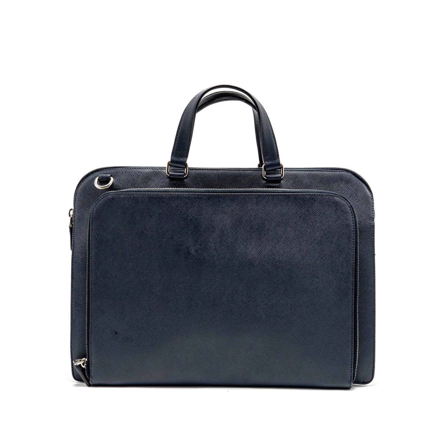 Prada Saffiano Travel Briefcase Calfskin Dark Blue