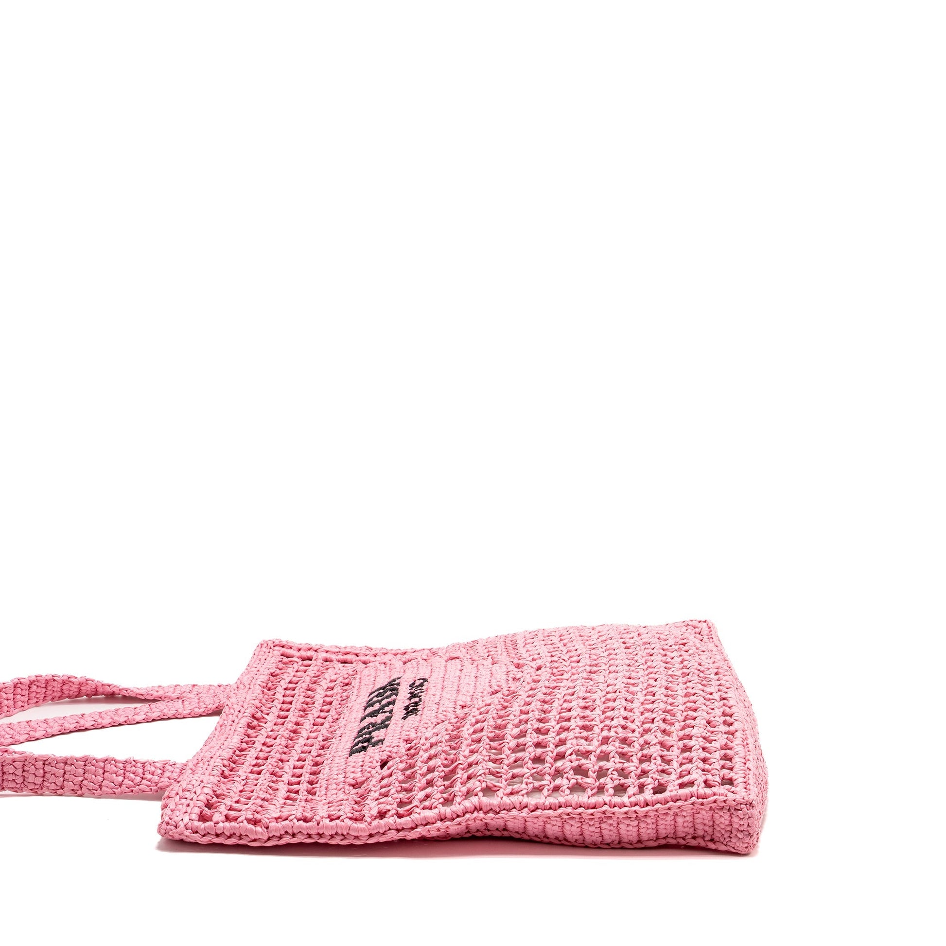 Prada Crochet Tote Purse Raffia Pink
