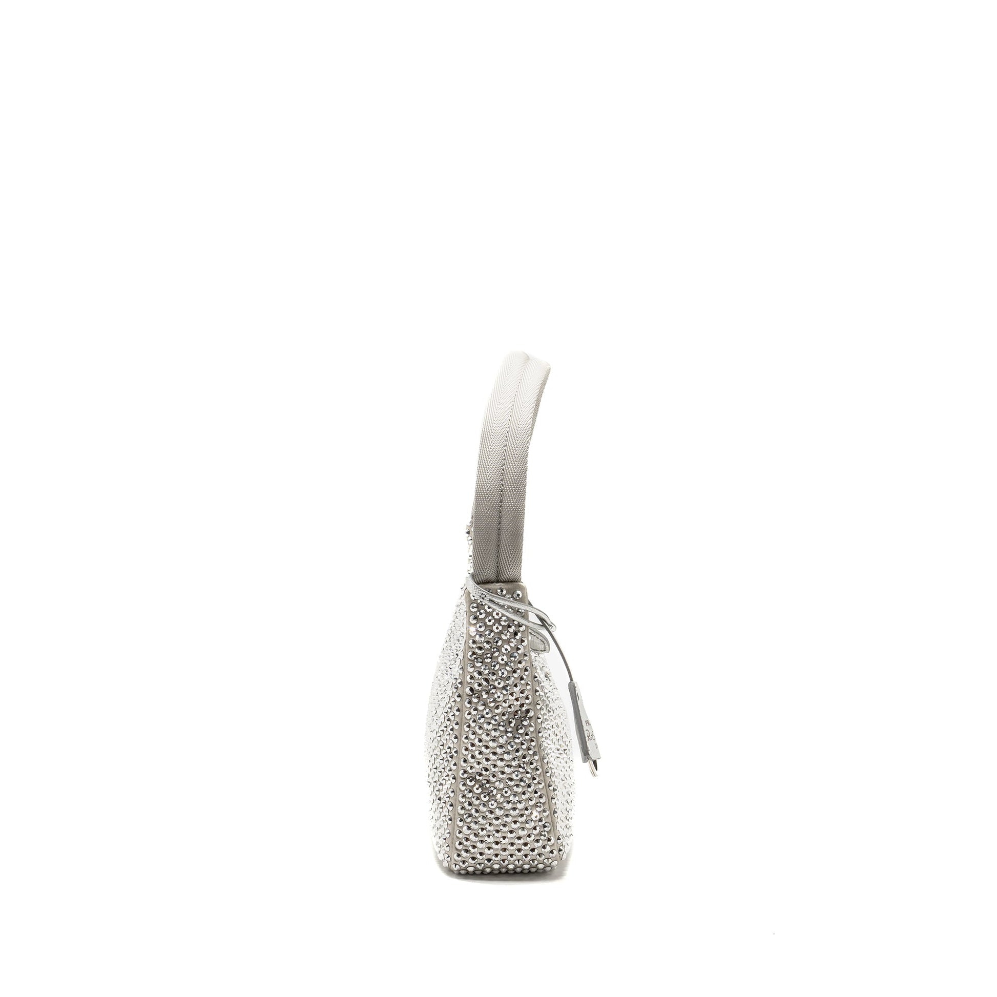Prada Re-Edition Satin Crystal Mini Purse Silver