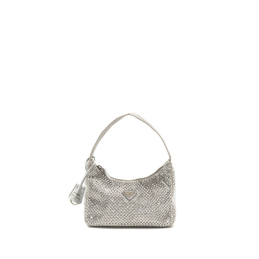 Prada Re-Edition Satin Crystal Mini Purse Silver