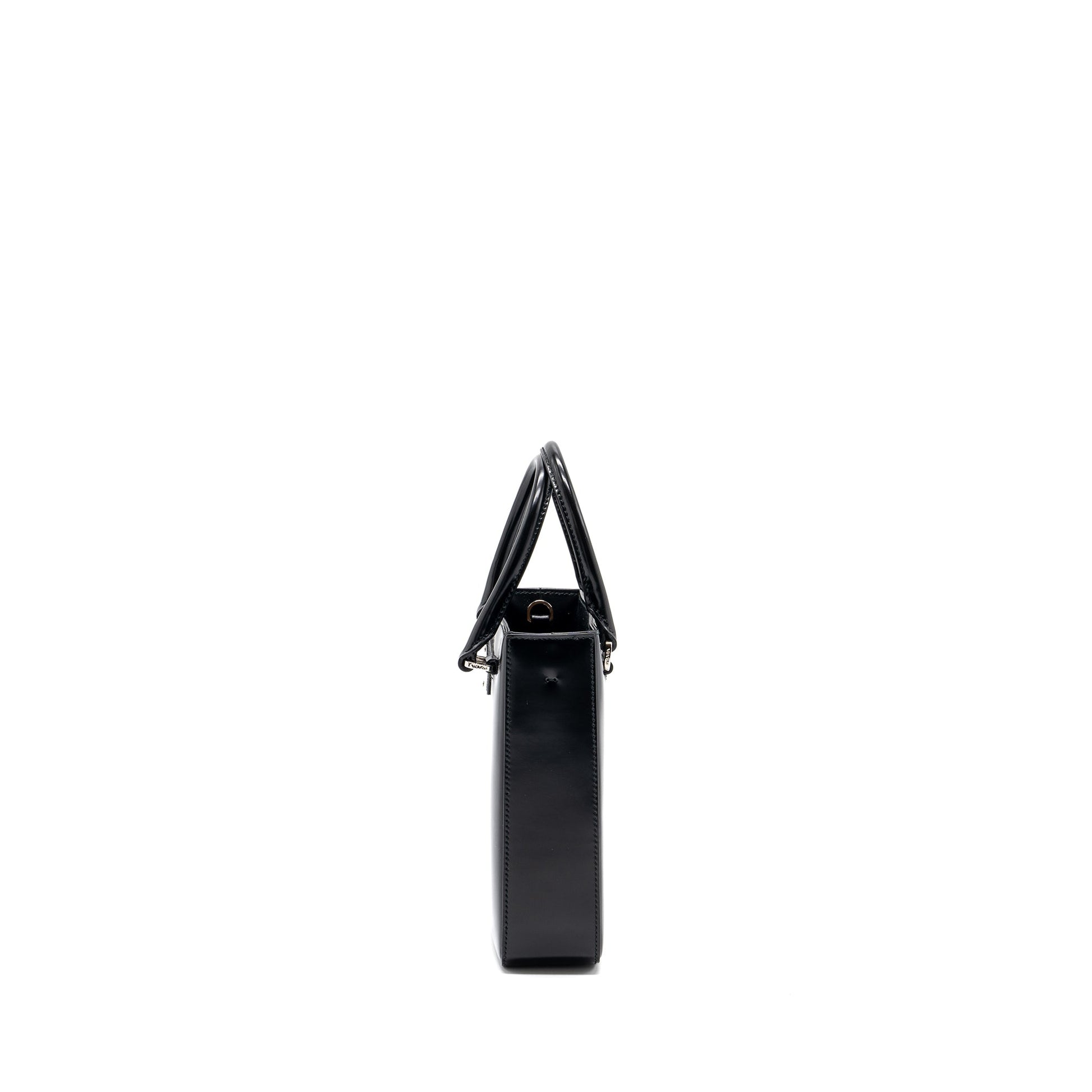 Prada Small Brushed Leather Tote Black