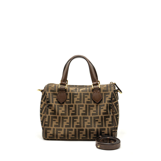 Fendi Boston Purse Jacquard Canvas Brown