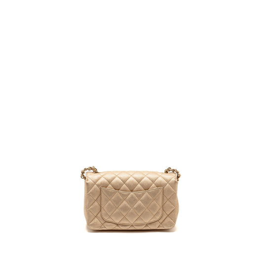Chanel Mini Rectangular flap bag lambskin metallic gold L