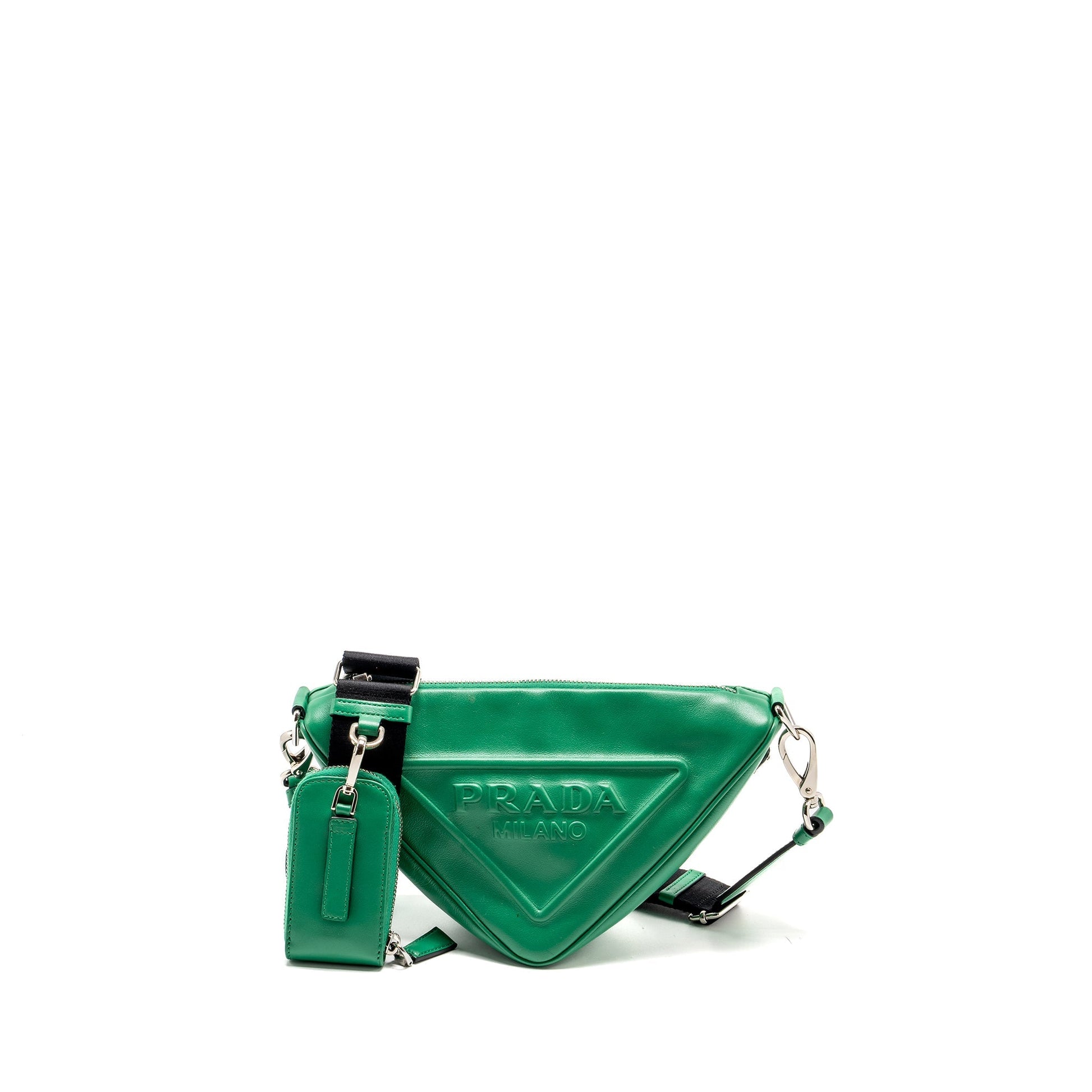 Prada Triangle Mini Purse Leather Green