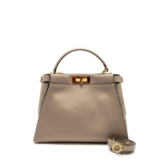 Fendi Medium Peekaboo Purse Calfskin Beige