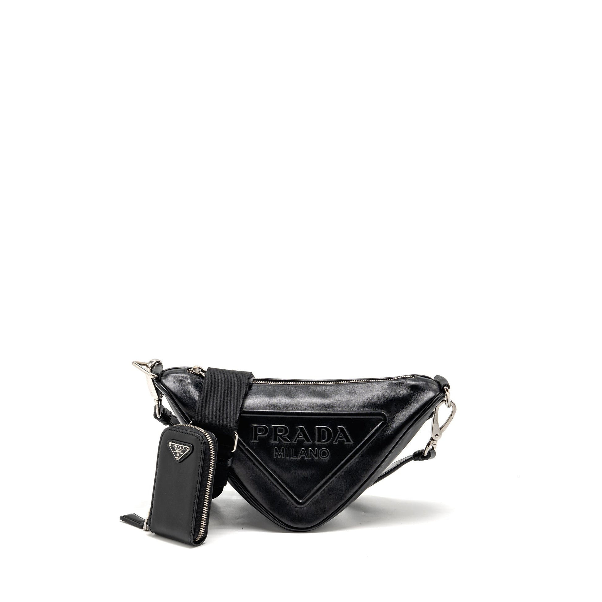 Prada triangle Mini Purse leather black