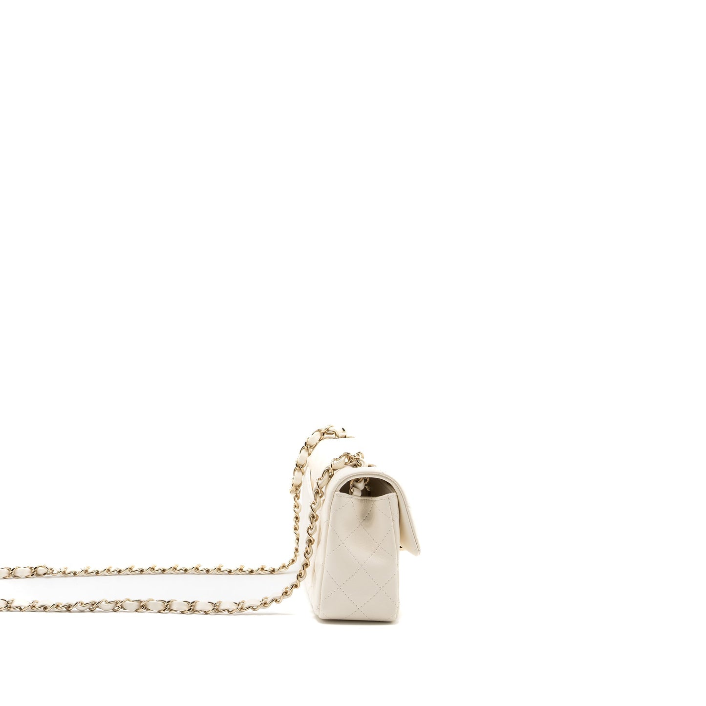 Chanel Mini Rectangular Flap Bag Lambskin White L (microchip)