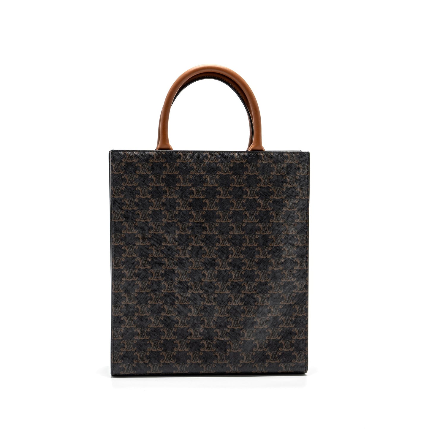 Celine Cabas Vertical in Triomphe Canvas and Calfskin tan GHW