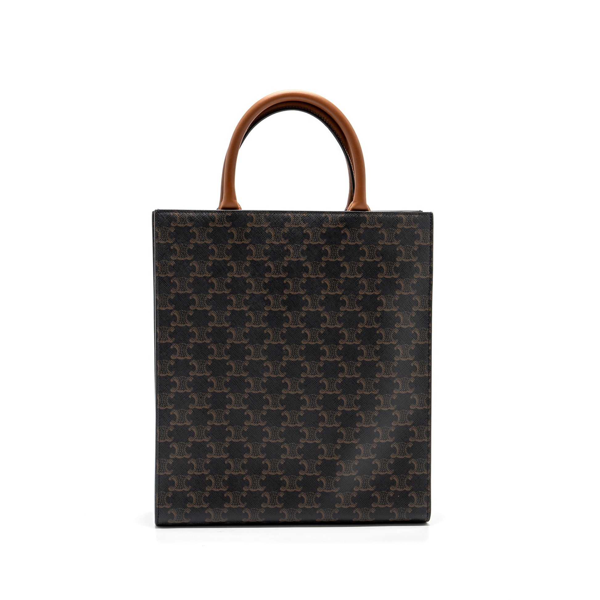 Celine Cabas Vertical in Triomphe Canvas and Calfskin tan GHW