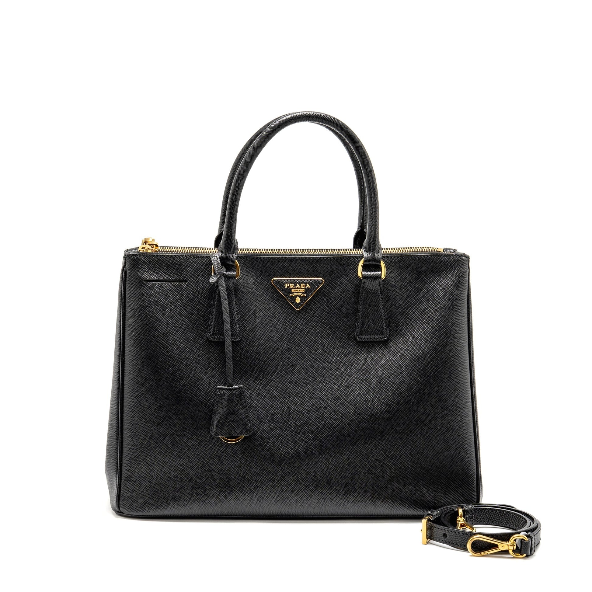 Prada Large Saffiano Tote Purse Leather Black
