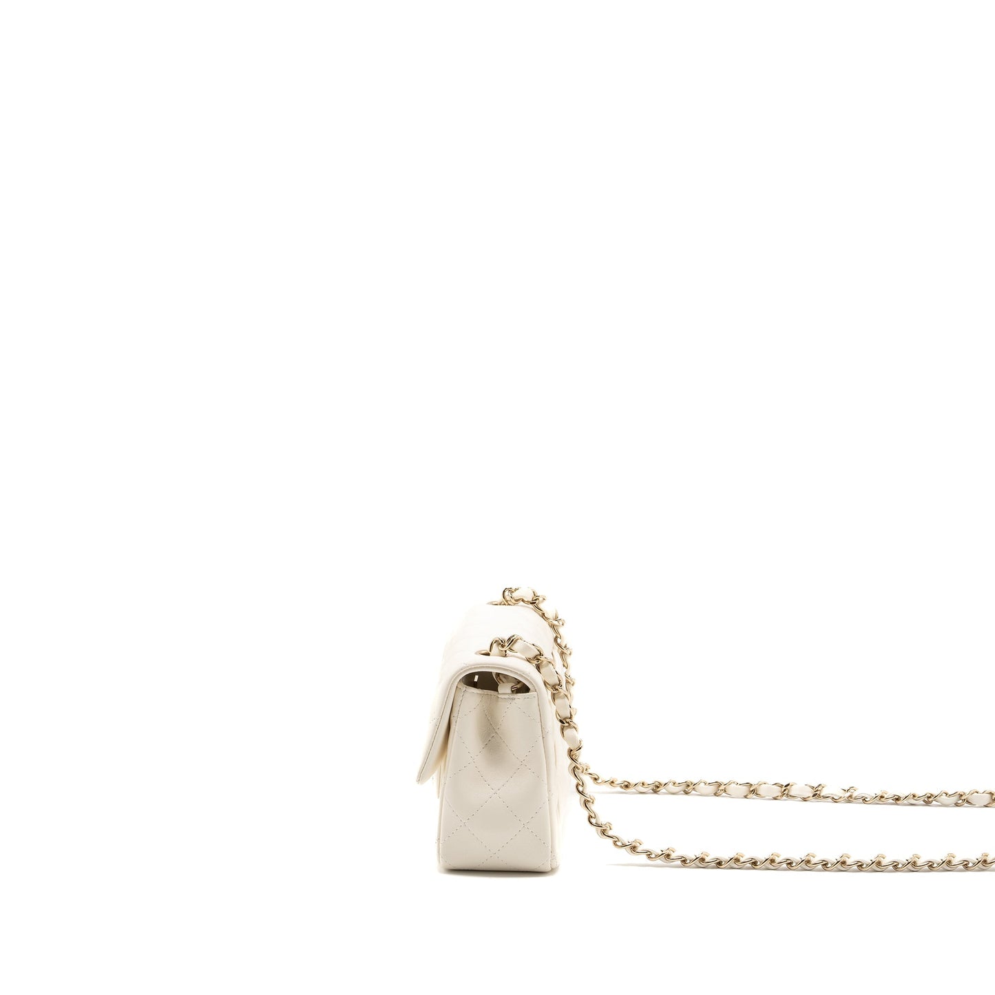 Chanel Mini Rectangular Flap Bag Lambskin White L (microchip)