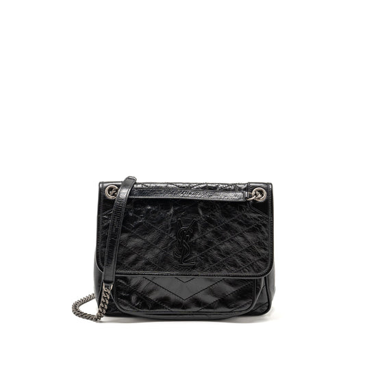 Saint Laurent/ Medium Niki Chain Purse Vintage Calfskin Black