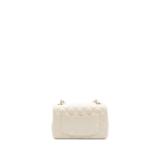 Chanel Mini Rectangular Flap Bag Lambskin White L (microchip)