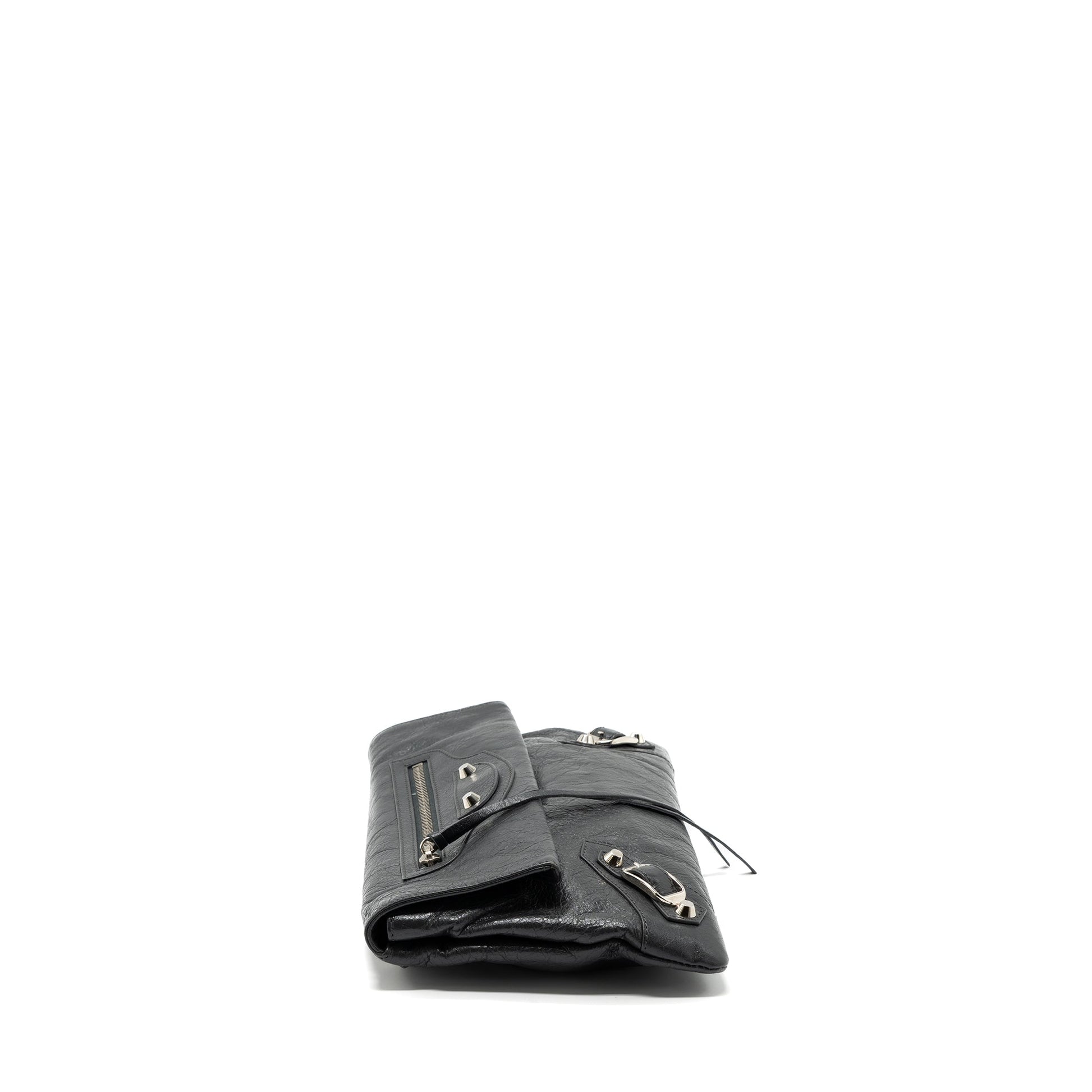 Balenciaga City Fold Clutch/ Shoulder Bag Dark Grey SHW