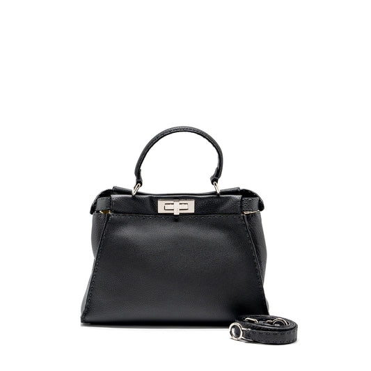Fendi Medium Peekaboo Purse Selleria Leather Black